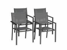 Lot de 4 chaises en aluminium anthracite - textilène