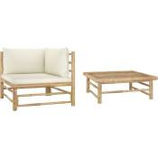 Vidaxl - Salon de jardin 2 pcs avec coussins blanc