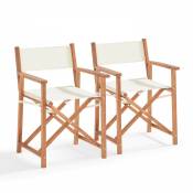 Lot de 2 chaises pliantes en bois d'eucalyptus et textilène