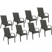 Lot de 8 chaises MARBELLA en textilène gris - aluminium