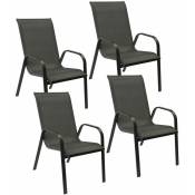 Lot de 4 chaises MARBELLA en textilène gris - aluminium