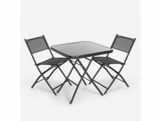 Table carrée + 2 chaises pliantes de jardin design