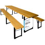 Ensemble table et 2x bancs pliable bois 220 cm 10 personnes