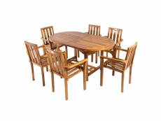Ensemble en bois de teck,table ovale extensible 160-210cm