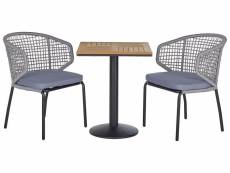 Salon de jardin bistrot table et 2 chaises grises palmi