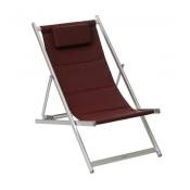 Dmora Chaise longue pliante en aluminium, couleur bordeaux,