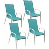Lot de 4 chaises marbella en textilène bleu - aluminium
