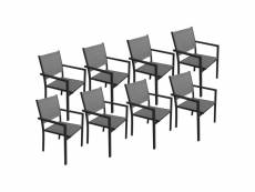Lot de 8 chaises en aluminium anthracite - textilène