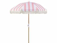 Parasol de jardin ⌀ 150 cm rose et blanc mondello