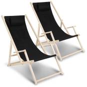 Swanew - Chaise longue pliante en bois Chaise de plage