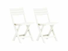 Vidaxl chaises de jardin pliables 2 pcs plastique blanc