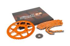 Kit chaîne 14x53 - 420 Stage6 alu CNC Orange Peugeot