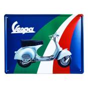 Plaque métallique Vespa vert/blanc/rouge 300x400mm