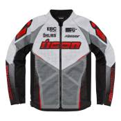 Blouson textile Icon Hooligan Ultrabolt rouge/blanc/gris-