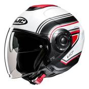 Casque jet HJC i40N Linia MC1SF blanc/noir/rouge mat- S