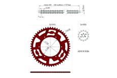 Kit chane en alu Rouge 14x53 - 420 Doppler Derbi GPR