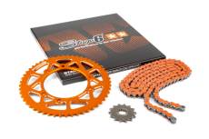 Kit chaîne 14x53 - 420 Stage6 alu CNC Orange Rieju