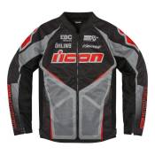 Blouson textile Icon Hooligan Ultrabolt noir/gris/rouge- S