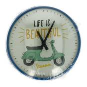 Horloge Vespa Primavera Ø230mm blanc/bleu