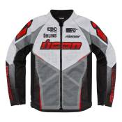 Blouson textile Icon Hooligan Ultrabolt rouge/blanc/gris-