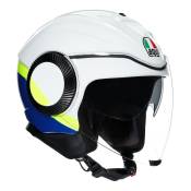 Casque jet AGV Orbyt Block blanc/bleu/jaune fluo- XS