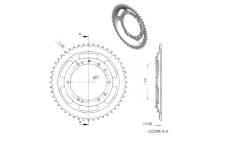 Couronne BTS 50 dents Peugeot 103 SP / MVL (jante tole