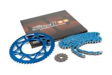 Kit chane 14x53 - 420 Stage6 alu CNC Bleu Derbi DRD Pro
