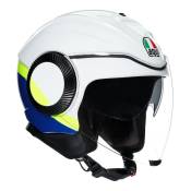 Casque jet AGV Orbyt Block blanc/bleu/jaune fluo- M
