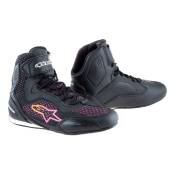 Baskets moto Alpinestars Stella Faster 3 Rideknit noir/jaune fluo/rose