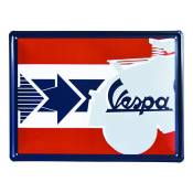Plaque métallique Vespa bleu/rouge 300x400mm