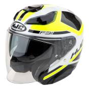 Casque jet HJC F31 Ceron MC3H blanc/noir/jaune fluo brillant- XL