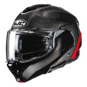 Casque modulable HJC F100 Carbon Stan MC1 carbone/gris/rouge brillant-