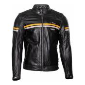 Blouson cuir Helstons Chevy noir/jaune/beige- XL