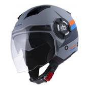 Casque jet Pull-in Open Face gary gris/orange/bleu mat- XS