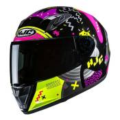 Casque intégral enfant HJC Y10 Mika MC3H noir/jaune fluo/rose brillan