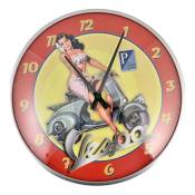 Horloge Vespa Pin up Ø320mm rouge/jaune