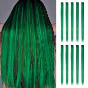 FESHFEN Extension de cheveux colorés, 10 PCS Vert