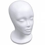 TaoToa Support de PréSentoir de Perruque de Chapeau de Modèle de TêTe de Mannequin de Mousse Femelle Blanc