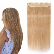 Extension a Clip Cheveux Naturel Monobande Epais - Rajout Cheveux Humain Une Pièce (#24 Blond naturel, 45cm-90g)