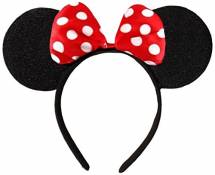 Rouge (Red Minnie Mouse Alice Bnd) noir avec le rouge et blanc de point de polka d'arc de satin Minnie Mouse Disney bande magasins de costumes de chev
