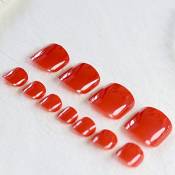 EchiQ Faux ongles de pied en acrylique - Rouge