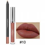 LONUPAZZ 2pcs Rouge à Lèvres Mat Liquide Longue Durée Lip Liner Waterproof Maquillage Cosmétiques Kit Sexy Lip Gloss (J)