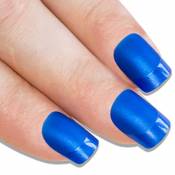 Art bling faux ongles français manucure bleu mat Moyen