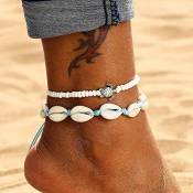 Genglass Boho coquillage couches mer Bracelets de cheville de tortue Bracelets de cheville White Beach pied Bijoux de la chaîne pour les femmes et les