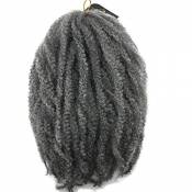 Coolbers 18 pouces gris Tresses Marley Afro Kinky Curly
