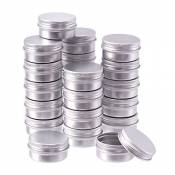 BENECREAT 24 Pots de bidon en Aluminium de 20 ML, boîtes de bidon en Aluminium Rondes, Contenant de cosmétique avec Couvercle à Bouchon à Visser, pour