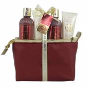 Coffret cadeau beauté pour femme - Trousse de bain rouge/dorée - Collection Aromanice - Cidre de cèdre