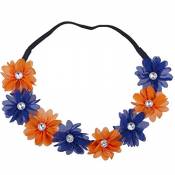 Lux Accessoires Florida State College Bleu Jaune En Mousseline de soie Bandeau Couronne de fleurs