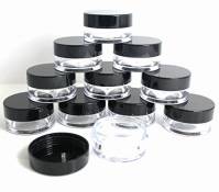 5x 10mL BLACK SCREW LID PLASTIC JARS POTS for Cosmetics/Powder/Mineral