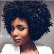 Queentas 8" Noir Short Afro Kinky Perruques de cheveux